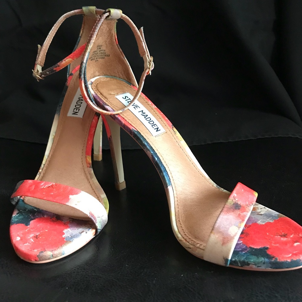 New in box floral strap heels
